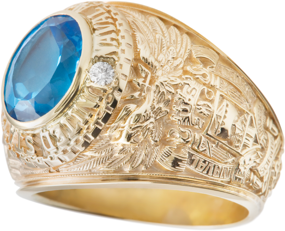 United States Naval Academy Class Ring with Blue Topaz